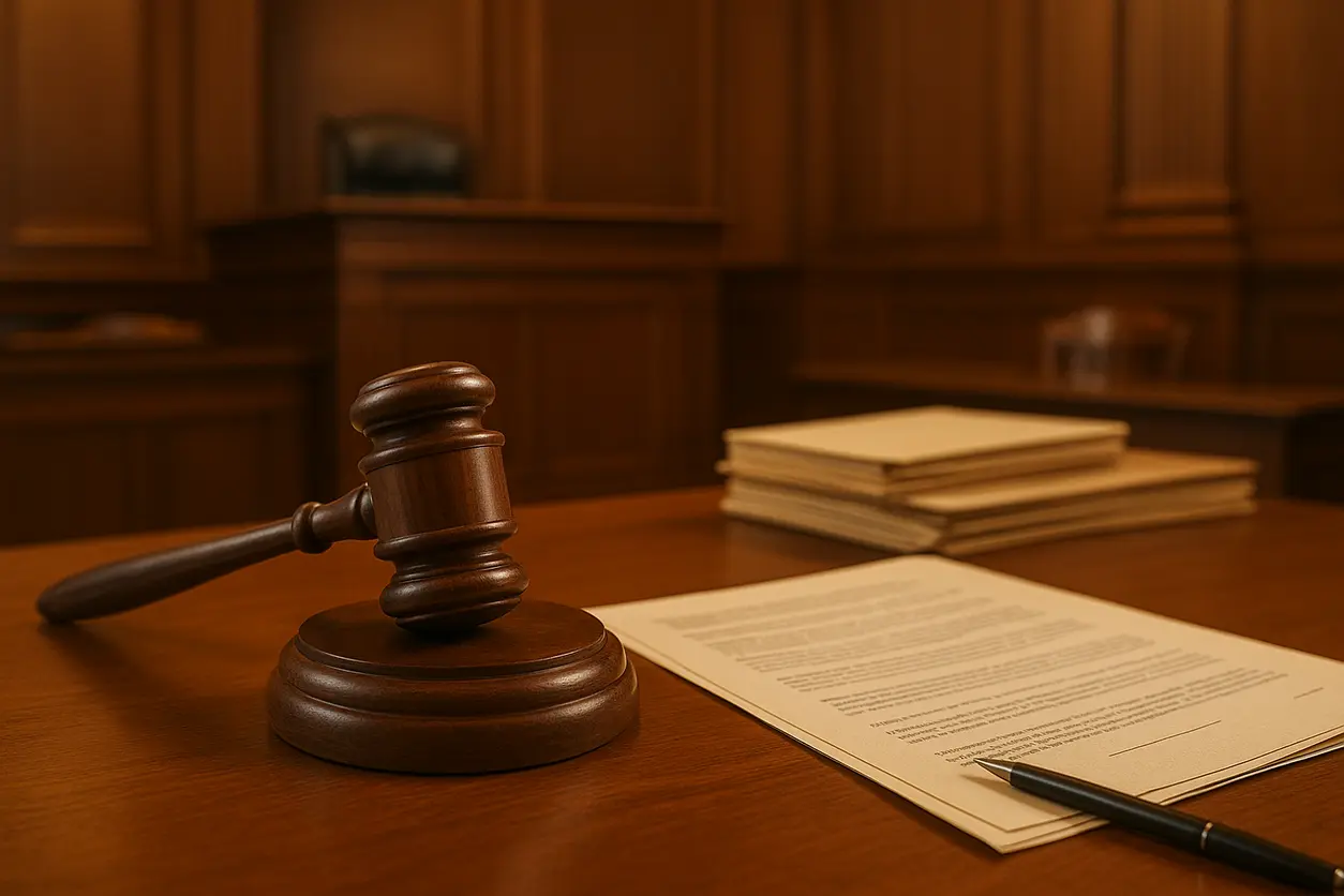 Office of a lawyer with law books and legal documents on insurance claim dispute